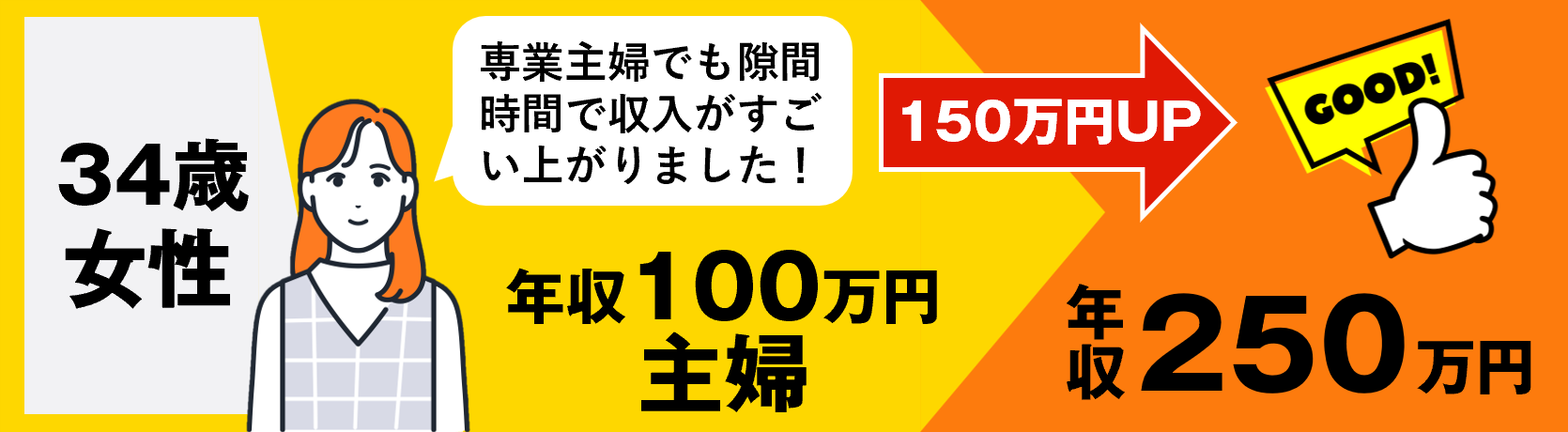 34歳の主婦の年収は100万円でしたが、年収250万円に変わった！150万円UP！